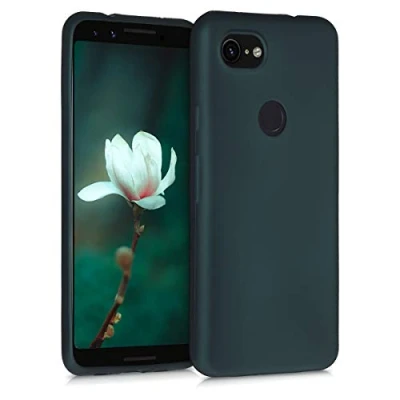 Immagine di kwmobile Custodia Compatibile con Google Pixel 3a Cover Back Case Morbida Protezione in Silicone TPU Effetto metallizzato petrolio