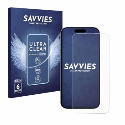 Immagine di savvies (6 Pezzi Pellicola Protettiva per Apple iPhone 15 Pro Max Protezione Schermo Trasparente
