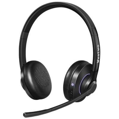 Immagine di Cuffie Bluetooth V5.1 Classe 1, Wireless con Doppio Microfono CVC8.0 Cancellazione del Rumore, per PC Cellulare Teams Ufficio Call Center, 30 Ore di Conversazione, Ultra Comfort