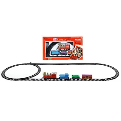 Immagine di Mini treno 11 pezzi ferrovia natalizia con locomotiva, 3 carri e 7 binari Dimensioni totali: circa 78 x 28 cm