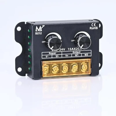 Immagine di TOPAI Striscia LED Dimmer Switch Controller, 2 Manopole Controllo Indipendente Dimmer, DC 5V 24V Max30A, Strip Regolazione Della Luminosità per Monocolore Strisce COB, 2835, 5050.