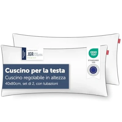 Immagine di Blumtal Cuscino Letto, Guanciale Letto in Morbidissimi Fiocchi di Lattice, Cuscini con Imbottitura Regolabile, 40x80cm, 1 Pezzo, senza bordino
