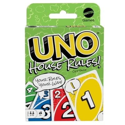 Immagine di Mattel Games UNO House Rules, versione innovativa dell&#039;iconico gioco con carta Cambia Gioco, i giocatori possono inventare le proprie regole, giocattolo per bambini, 7+ anni, HRL31