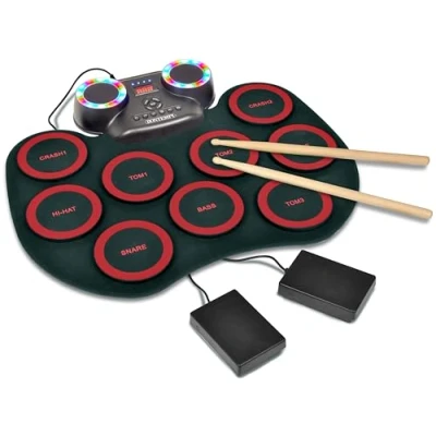 Immagine di Bontempi FlexBuddy Batteria Flessibile Elettronica a 9 Pads con Ritmo e Divertimento Assicurati, 43,2x17,1x6,5 cm
