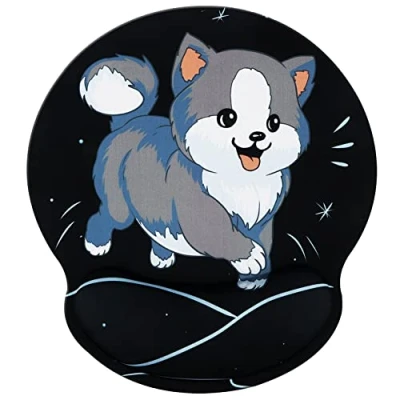 Immagine di Hosimoln tappetino poggiapolsi, mouse ergonomico con memory foam, supporto polso in gomma antiscivolo per giochi di lavoro 25x23 Dog033