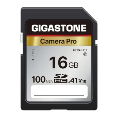 Immagine di Gigastone Scheda SD 16 GB, 4K Camera Pro, V10, Memoria SDHC 16GB, Velocità fino a 100MB/s. Compatibile con Canon Nikon Sony Camcorder, V10 UHS I Classe 10 per video UHD