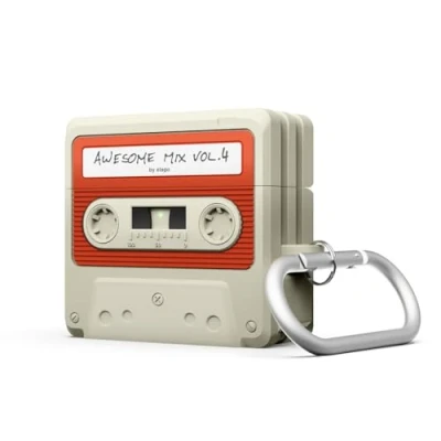 Immagine di elago Cassette Tape Custodia Compatibile con la AirPods 4 Moschettone Incluso, Supporta Ricarica Wireless, Protezione Totale (Bianco Classico)