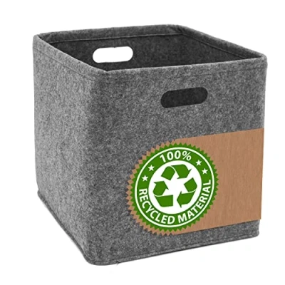 Immagine di DuneDesign 100% Feltro Riciclato: Scatola Portaoggetti 33x33x33 Cube Organizer Compatibile con Ikea Kallax Cubo per Scaffali Storage Box Scatole di Stoffa Contenitori x Armadi Porta Giochi Bambini