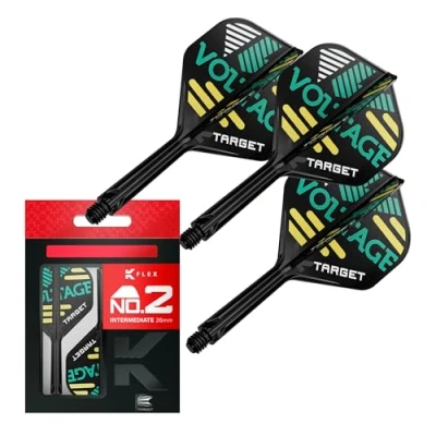 Immagine di Target Darts Rob Cross K Flex Voli e Sistema d&#039;albero, No.2 (Intermedio, 26mm) Confezione da 3 Kflex all in One Flights, Accessori per Freccette Player Edition Attacco Manubrio Dart