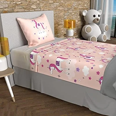 Immagine di Soleil d’ocre Licornes Parure di lenzuola, 100 procenti cotone 57 fili/cm2, 180 x 290 cm, rosa