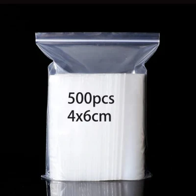 Immagine di 500 Bustine Trasparenti Richiudibili, Ermetiche Piccole,Sacchetti In Plastica Richiudibili Chiusura Sacchetto Zip Lock Riutilizzabile, Ispessimento e Durevole 4x6cm