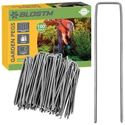 Immagine di BLOSTM 100 X Zincato Nero Chiodi per Erba Sintetica Picchetti Telo Pacciamatura Rete, Pile, Pavimento, Fogli di Polietilene, Filo Pollo, Artificiale 30 150mm