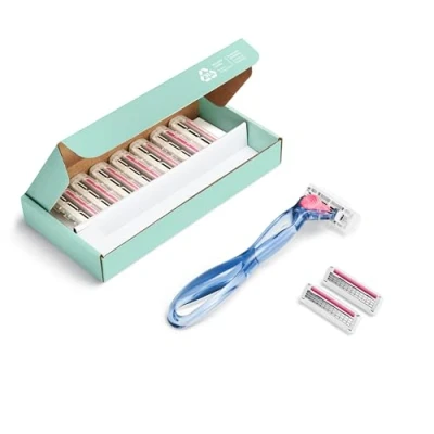 Immagine di BIC Click 3 Soleil Sensitive Rasoio da Donna Ricaricabile, 1 Manico in Plastica Riciclata al 30%, 10 Ricariche, Striscia Emolliente, Blu Confezione 1+10 Unità