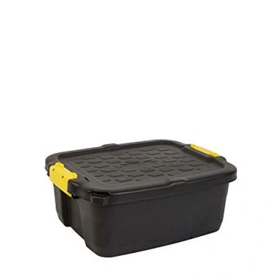 Immagine di CEP Scatola portaoggetti Strata resistente, 24 litri, nero/giallo, 50 x 40 20 cm