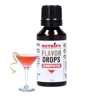 Immagine di NUTRIFY Flavor Drops Cosmopolitan 30 ml, gocce aromatiche senza calorie, più sapore in alimenti e bevande, zucchero, grassi, vegano, coloranti artificiali, aroma