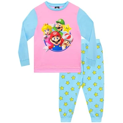 Immagine di SUPER MARIO Pigiama per Ragazze Gioco Abbigliamento da Notte Bambini Multicolore 11 12 Anni
