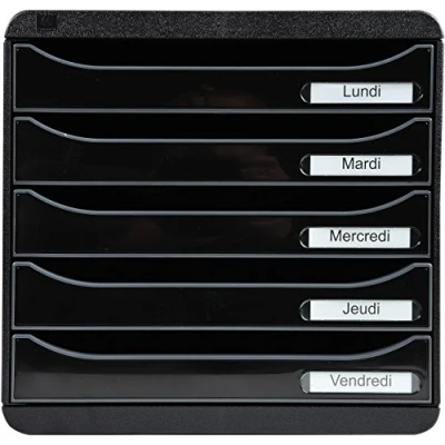 Immagine di Exacompta 3097214D Cassettiera BIG BOX PLUS GLOSSY, 5 cassetti aperti per formato fino a 24x32cm, Dimensioni (LxAxP) 27.8x27.1x34.7cm
