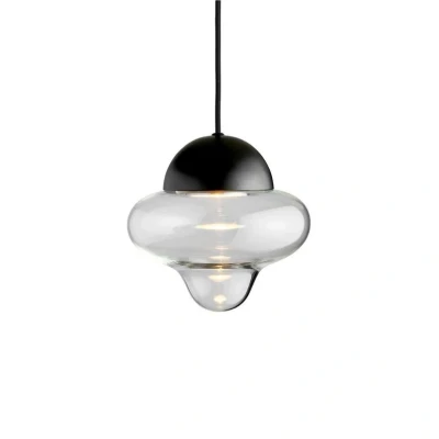 Immagine di DESIGN BY US Lampada a sospensione Nutty LED, trasparente/nero, Ø 18,5 cm, vetro
