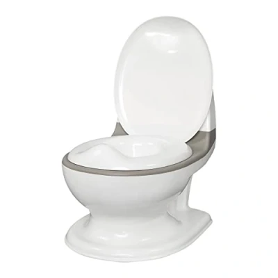 Immagine di Nuby Dr. Talbot&#039;s My Real Potty Vasino per bambini con suono di sciacquone Allenatore toilette reale e batterie incluse WC grigio bianco 18+ mesi