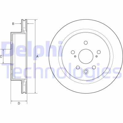 Immagine di DELPHI BG4962C Disco freno 310 22 5 ventilato rivestito non trattato senza cuscinetto ruota, anello sensore ABS