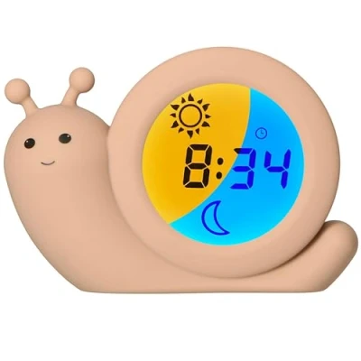Immagine di Alecto BC110BE SIMON sveglia educativa per bambini Allenatore del sonno Luce notturna Imparare a dormire e svegliarsi con LED Tortora