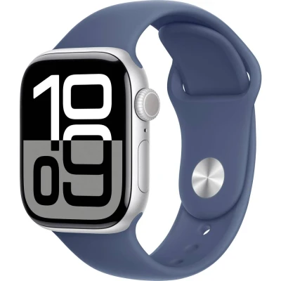 Immagine di Apple Watch Series 10 42mm Argento (Cinturino In Gomma Blu M/L)