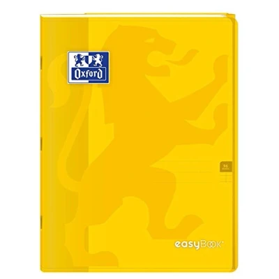 Immagine di Oxford EasyBook Taccuino a quadretti, 24 x 32 cm, 96 pagine, grandi, 90 g, copertina in polipro, giallo con tasche
