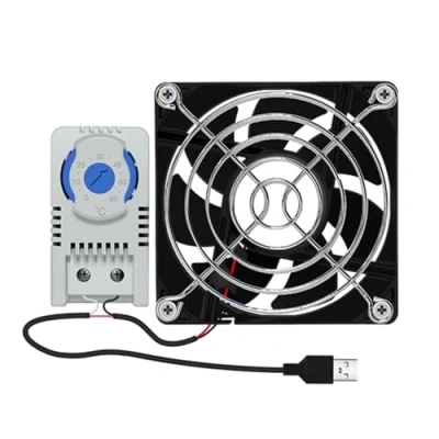 Immagine di AYPOHU USB Cabinet 80mm Fan Silenzioso Ventola di Raffreddamento Sistemi Con 0 60℃ Controllo Della Temperatura Per I Gabinetti Del Teatro Casa Computer