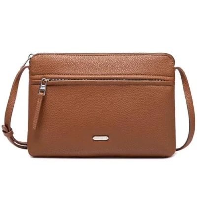 Immagine di David Jones Borsa a tracolla da donna piatta piccola borsetta indossata spalla in similpelle PU classica elegante città 2 scomparti per telefono Shopping viaggio,