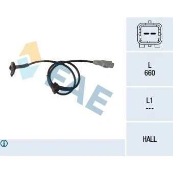 Immagine di FAE 78117 Sensore ABS Assale anteriore Hall 2a... poli 660mm CITROËN: C4 I Grand Picasso, Picasso 1, Berlingo II