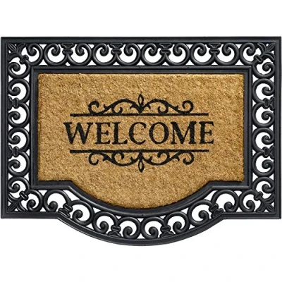 Immagine di tappetino in cocco per interni ed esterni, fibra di cocco, 60 x 80 cm, con scritta &quot;Welcome&quot;, &quot;Ornamenti come la pulizia, porta casa, corridoio,