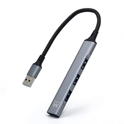 Immagine di Ewent EW1144 Hub USB A, 4 porte Ultra Slim Data, con 3 A 2.0, 1 porta 3.2, tipo per Macbook Pro/Air, Laptop, PS5/PS4 e sistemi Mac OS, Windows, Android, in Alluminio