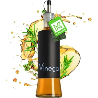 Immagine di Donatore Kadax per condimento liquido, bottiglia di vetro con elementi in acciaio, distributore olio, vinaigrette, contenitore olio d&#039;oliva (vinaigrette, nero)
