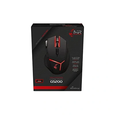 Immagine di MediaRange 813135 mrgs200 mouse da gioco con 9 pulsanti, cavo usb 2.0, nero/rosso