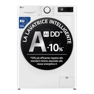 Immagine di LG AI DD F4R3010NSWW Lavatrice Classe a 10%, Carica Frontale Serie R3, 10kg, 1400 giri, AIWash, Lavaggio vapore, Motore Direct Drive, Smart Diagnosis, Libera installazione, Bianca