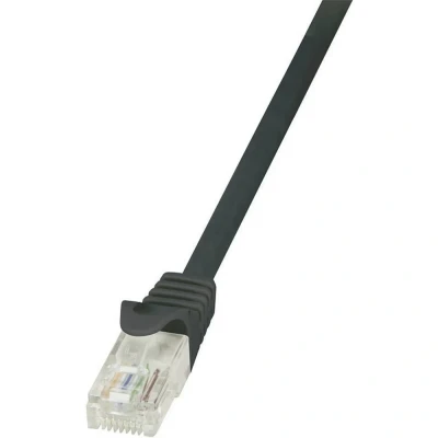 Immagine di LogiLink CP2013U RJ45 cavo di rete, patch CAT 6 U/UTP 0.25 m Nero con protezione 1 pz.