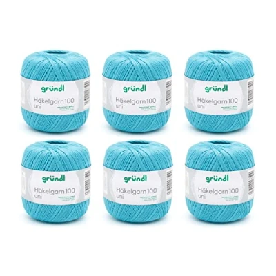 Immagine di Filo per uncinetto Gründl Samoa Plus, cotone, turchese, 6 x 100 g,