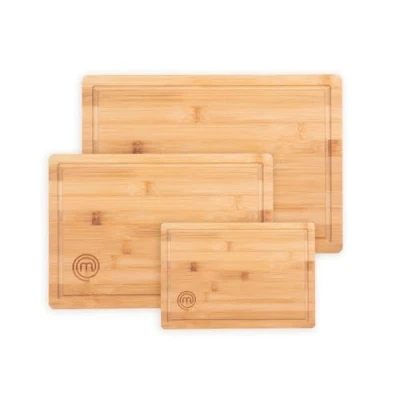 Immagine di MasterChef Taglieri Legno, Set Tagliere Cucina in Bamboo, Grande, Medio y Piccolo, Antibatterico, Accessori alta Qualita Perfetto per Pane, Salami, Aperitivo e Impastare