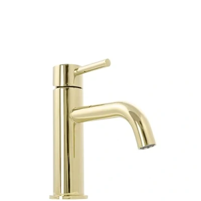 Immagine di Rea LUNGO L.GOLD Rubinetto LAVABO BASSO Miscelatore monocomando da bagno in ottone lavamani regolabile caldo e freddo (Oro)