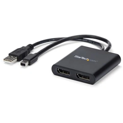 Immagine di StarTech.com Adattatore Multi Monitor a 2 porte, MST Hub Mini DisplayPort 2x DisplayPort, Doppio 4K 30Hz, Video Splitter mDP DP 1.2 in Modalità Estesa su PC Windows (MSTMDP122DP)