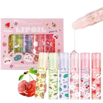 Immagine di Sitovely 6PCS Roll On Lucidalabbra, Fruity Flavors Lip Gloss, Olio per labbra nutriente Glow, Balsamo idratante, Lucidalabbra trasparente Makeup