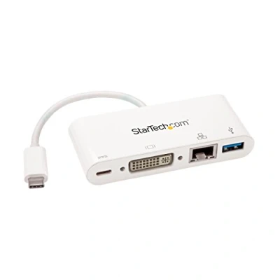 Immagine di StarTech.com Adattatore Multiporta per Portatili USB C, Power Delivery, DVI, GbE, 3.0