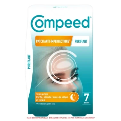Immagine di Compeed DepuratoriPatch anti imperfezioni* idrocolloidi Ideale per l&#039;uso notturno aree di imperfezioni estese 7 patch 6,8 x 4,2 cm punti neri e piccoli bottoni