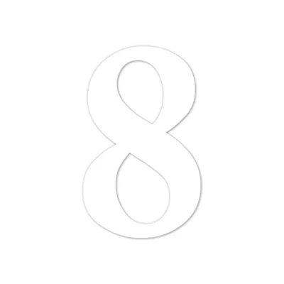 Immagine di Adesivo con numeri n. 8 in bianco, altezza 10 cm, numero di casa autoadesivo, da incollare, per esterni, cassetta delle lettere, porta I resistente alle intemperie, kfz_463_8