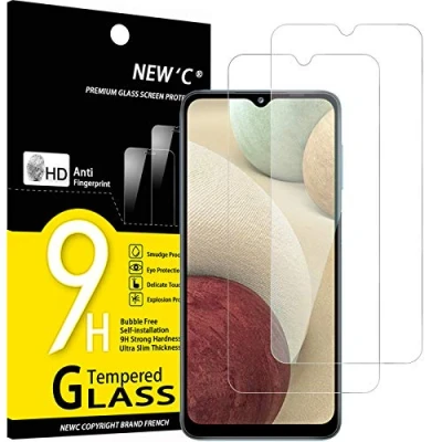 Immagine di NEW&#039;C 2 Pezzi, Vetro Temperato per Samsung Galaxy A12, Pellicola Prottetiva Anti Graffio, Impronte, Senza Bolle, Durezza 9H, 0,33mm Ultra Trasparente, Resistente