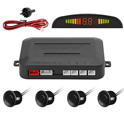 Immagine di TKOOFN Sistema di Sensori Parcheggio per Auto, Display LED Retromarcia, Sensore Radar Allarme Sonoro con 4 Sensibilità Regolabile,Nero