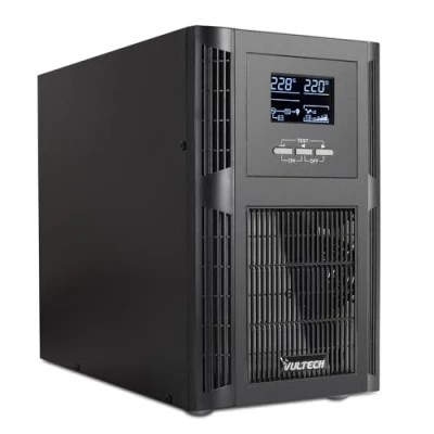 Immagine di VulTech GS 3KVAS Gruppo di continuità UPS online Serie SERVER 3000VA 2700Watt, Display LCD, Onda sinusoidale Pura, 2x Bipasso/Schuko + 1 IEC13 USB, Funzione Overload, AVR, Cortocircuito