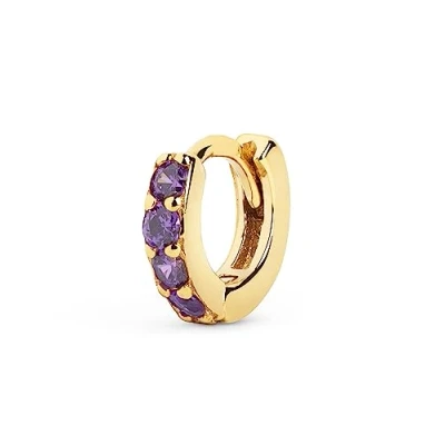 Immagine di SINGULARU Orecchino Singolo Cerchio Cleo S Lavanda. Argento Sterling 925 con Finitura in Oro 18Kt. Chiusura Congo. Gioielli per Donna