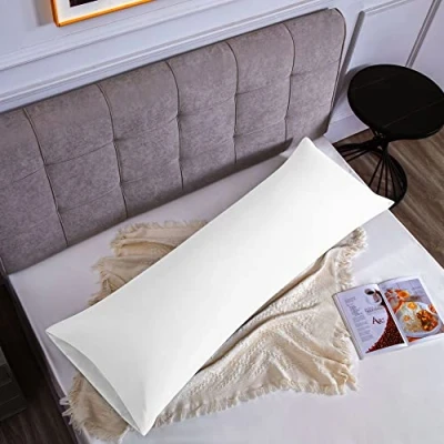 Immagine di Federe Cuscini Letto Matrimoniale Cotone 45x150 cm 1 PCS, Certificato Oeko TEX in Premium 110GSM, Morbida e Traspirante, Ipoallergenica Bianco