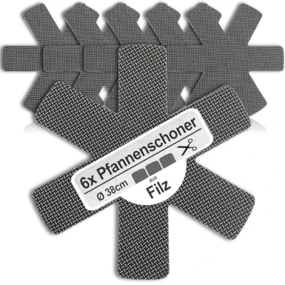 Immagine di COM FOUR® 6x proteggi padella in feltro per proteggere dai graffi tappetino anche pentole e ciotole (06 pezzi premium grigio)